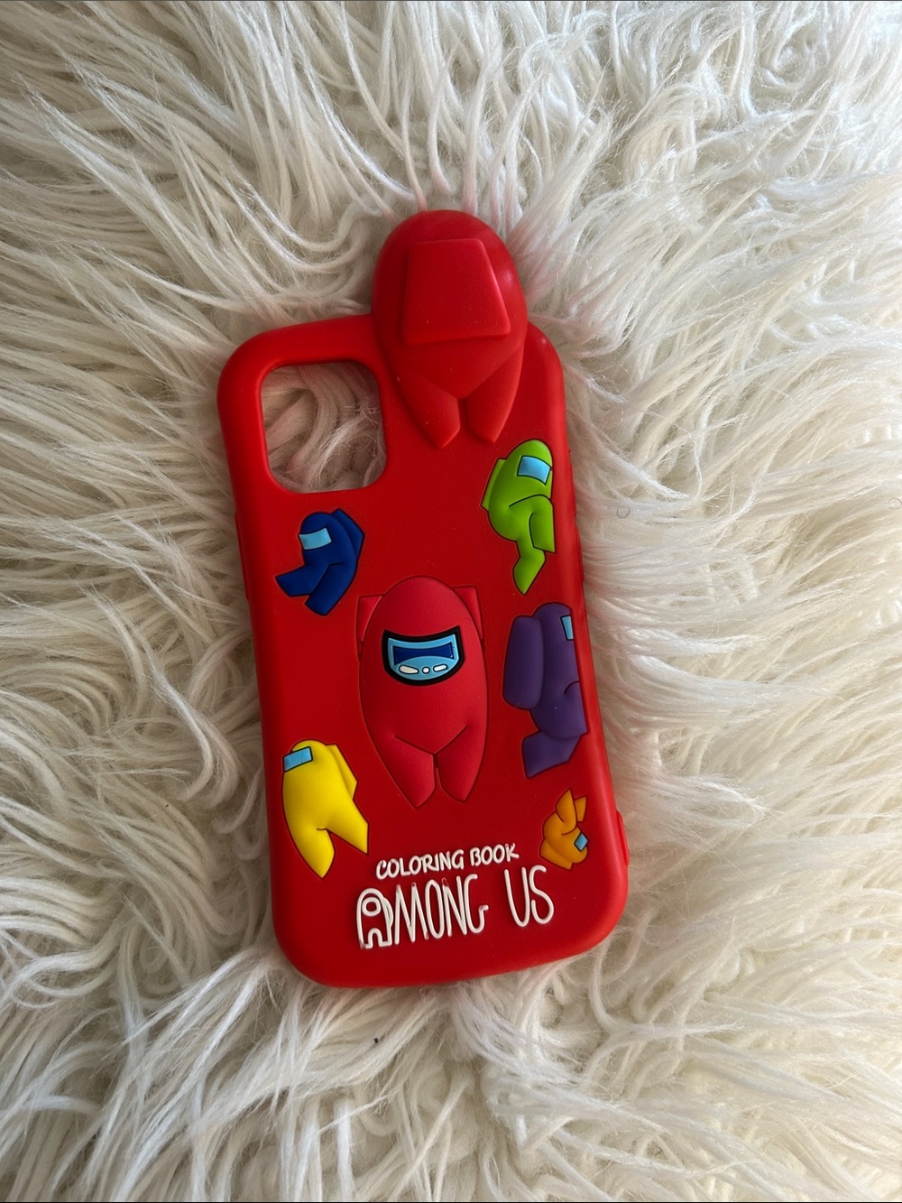 Among Us Red Silicone Phone Case with Colorful Crewmates IPhone Mini 12